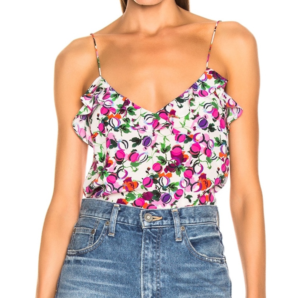 NWOT- SALONI Ani Pink Floral 100% Silk Camisole Tank Top Size Medium, Feminine
